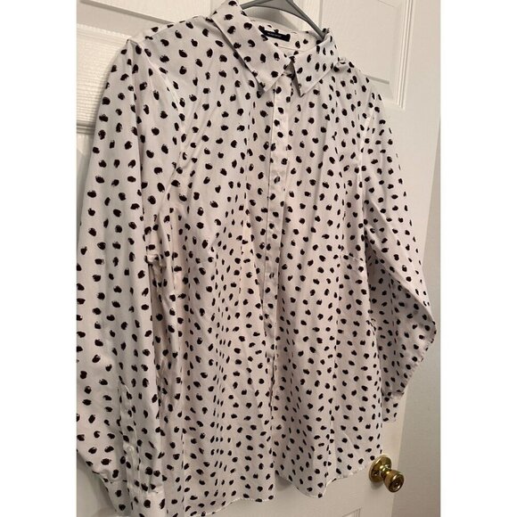 Lands End White with brown polka dots top size 18W - Picture 1 of 6